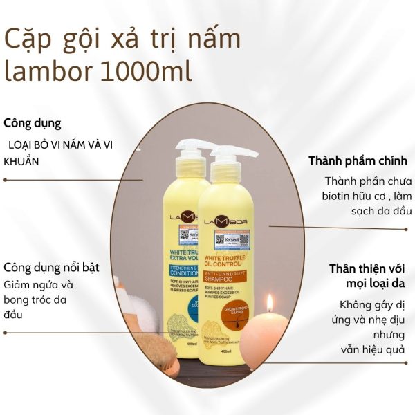 Dầu xả tinh chất nấm, trị gàu, nhờn tăng cường tóc khỏe Lambor 1000ml - Image 5