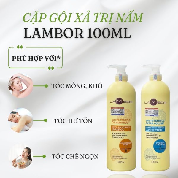 Dầu xả tinh chất nấm, trị gàu, nhờn tăng cường tóc khỏe Lambor 1000ml - Image 2