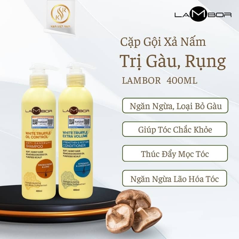 LAMBOR 500ML - 1 Cặp gội xả Lambor trị nấm, loại bỏ gàu, tăng cường tóc khỏe 400ml - Image 1