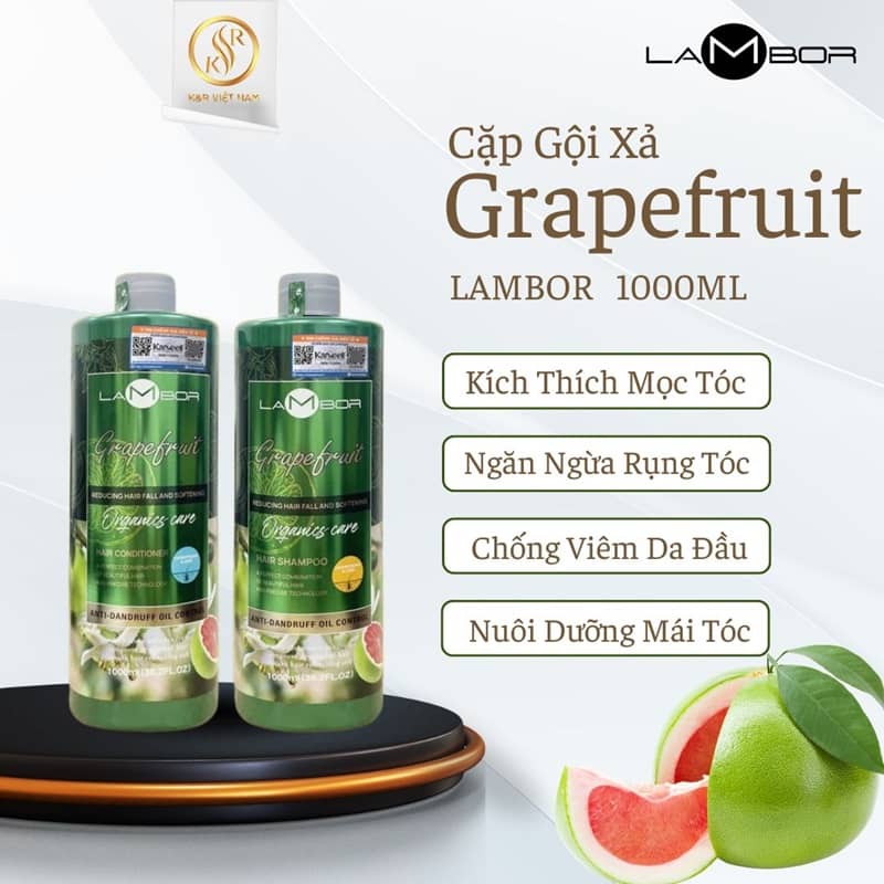 cặp gội xả - 1 Bộ gội xả bưởi Lambor 1000ml - Ngừa rụng - Kích thích mọc tóc - Image 1